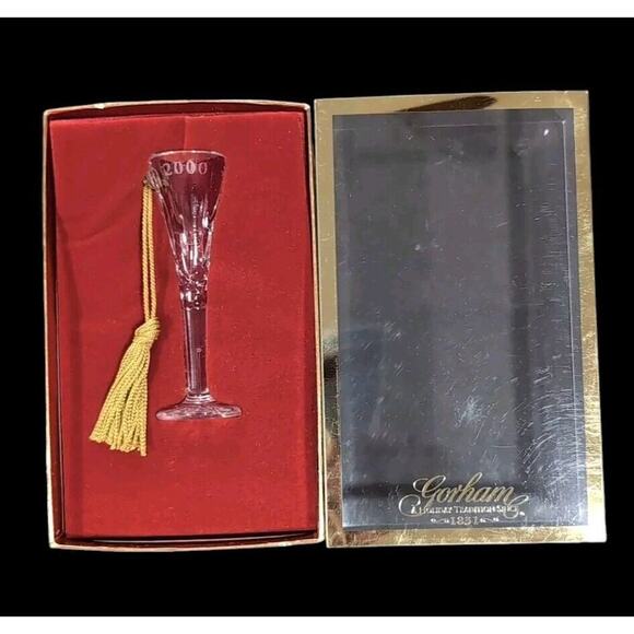 VTG 2000 Gorham Lady Anne Mini Crystal Champagne Flute Ornament Made in the USA - Picture 5 of 7